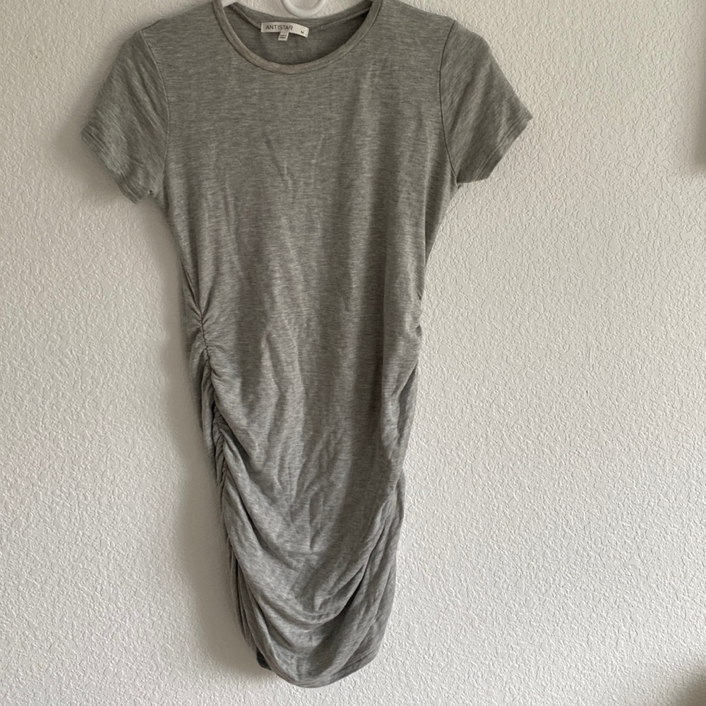 Grey Ruched Maternity Dress Medium
